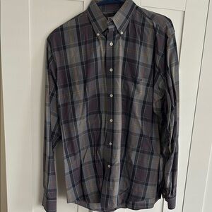 Barbour Navy and Gray Plaid Button-Down Shirt